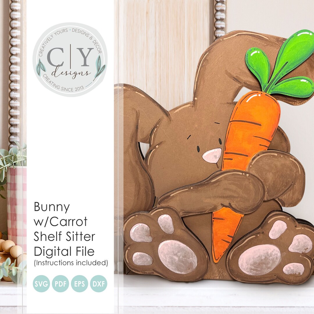 Bunny Shelf Sitter SVG, Bunny Digital File, Carrot Laser File - Etsy