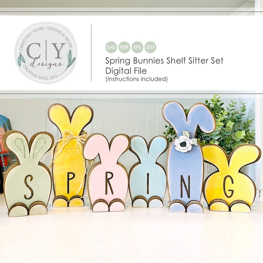 Bunny SVG, Spring Sign, Shelf Sitter, Digital File, Laser File - Etsy