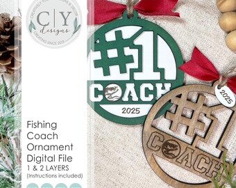 Fishing Coach Ornament File, SVG Digital File, Laser File