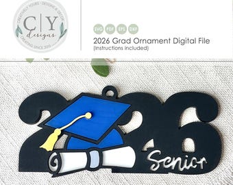2026 Grad Ornament SVG, Senior Ornament, digitale Datei, Laser-Datei, kreativ Ihre Designs