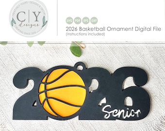 Basketball Ornament, Senior Graduate 2026 SVG, Digital File, Laser File