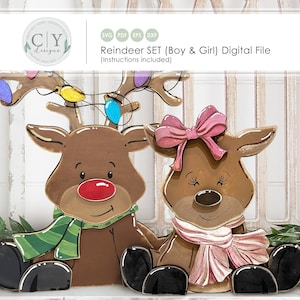 Reindeer SET SVG, Shelf Sitter, Digital File, Laser File