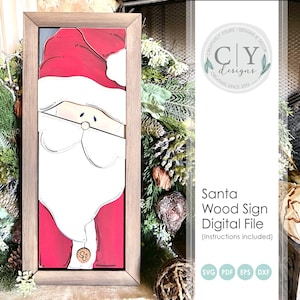 Placa de moldura de madeira do Papai Noel SVG, arquivo digital, arquivo a laser