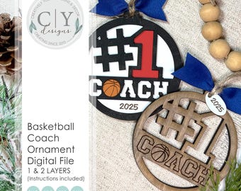 Basketball Coach Ornament File, SVG Digital File, Laser File
