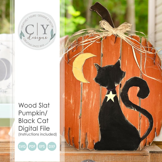 Fall Pumpkin &amp; Black Cat SVG Digital File Laser File - Etsy