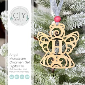 Monogram Angel Ornament Set SVG, Digital File, Laser File