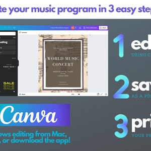Music Concert Program Canva Template | 2 Pages | Print Size 8.5"x11" - Etsy