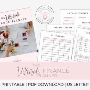 Finanzplaner | Finanzen Workbook | US Letter | Druckbar | Bill Tracker | Spar-Tracker | Monatliches Budget