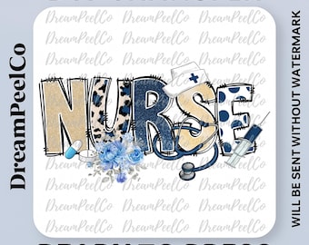 Blue Nurse DTF Transfer, Ready to Press Medical Worker Shirt Design, RN LPN Print, Direct to Film, Iron On Decal