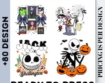 Pumpkin King Inspired Halloween DTF Transfer Bundle, Spooky Season Skeleton Prints, Ready to Press Nightmare Shirt Designs
