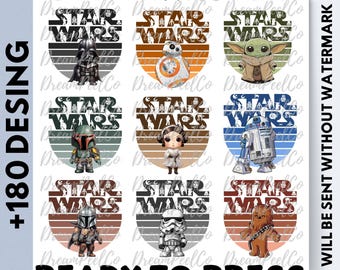 Star Wars Family DTF Transfer, All Star Wars Characters Ready to Press, Disney Group Shirts Dtf Print, Iron on Transfer, Direct to Film