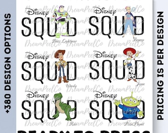 Toy Story Squad Disney Trip Dtf Transfer, Ready to Press Cartoon Characters Matching Shirt Designs