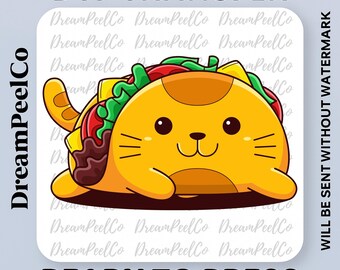 Cat Taco DTF Transfer, Funny Kawaii Kitty Taco, Taco Lover Transfer, Cute Food Image Ready to Press, Taco Tuesday Design, Mexican Food Dtf