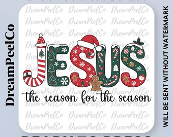 Retro Jesus Christmas Reason for the Season Dtf Transfer, Ready to Press Jesus Design, Christian Holiday Shirt Print