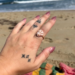 Bague unique en forme de coquillage patte de chaton tourbillonnant sur or // « Éclipse lunaire » // Bijoux côtiers // Coquillage de Floride // Collection d'automne de corail Cova