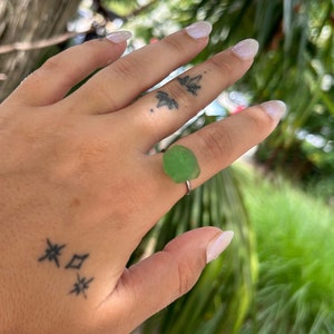 Green Seaglass On Silver Ring // Handmade Coastal Jewerly