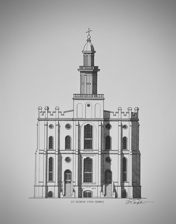 Saint George Temple Wall Art LDS Art 11x14 8x10 Print - Etsy