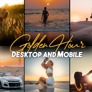 8 GOLDEN HOUR Presets, Instagram, Sunset, Warm, Desktop, Mobile, Sharp Lifestyle Lightroom Preset for Blogger Influencers