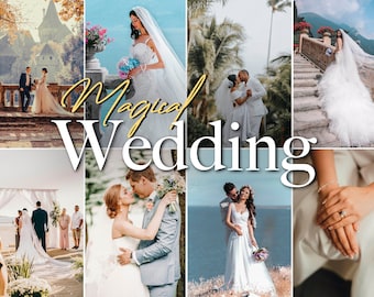 16 presets mágicos para bodas en Lightroom, para móviles y ordenadores (descarga digital)