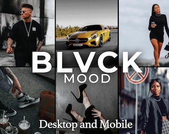 Paquete de 13 ajustes preestablecidos de Lightroom BLVCK MOOD Instagram Estilo de vida minimalista y oscuro para bloggers influyentes Viajes