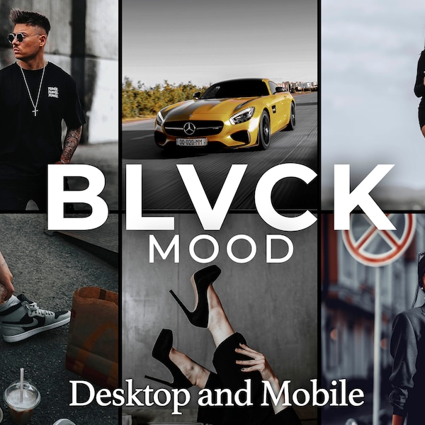 13 BLVCK MOOD Lightroom Presets Pack Instagram Minimal Dark Moody Lifestyle for Blogger Influencers Travel