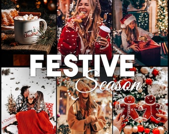 Presets navideños de Lightroom, filtros festivos (móvil y escritorio)
