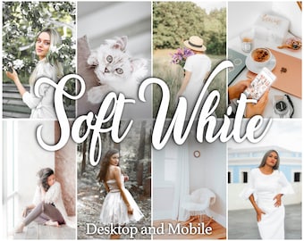 Ajustes preestablecidos de Lightroom en blanco suave, para móviles y ordenadores, filtros minimalistas para bloggers.