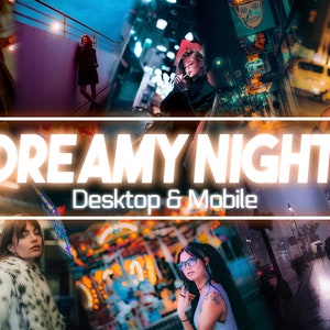 10 DREAMY NIGHT Presets, Lightroom Presets, Mobile Presets,Desktop Presets, Outdoor Preset, Urban, Neon, Night Life, Black,Instagram, Moody