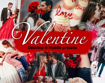 Ajustes preestablecidos de Lightroom para el Día de San Valentín, filtros brillantes (para escritorio y dispositivos móviles)