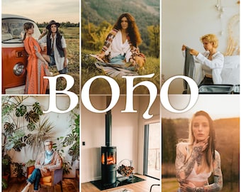 Ajustes preestablecidos Boho para Lightroom, tono marrón cálido, para móviles y ordenadores (descarga digital)