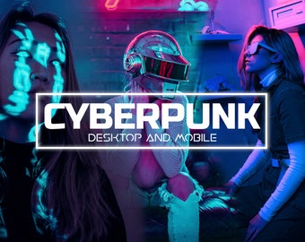 10 Lightroom Presets CYBERPUNK, Mobile Presets for Bloggers, Instagram Filter, Vibrant Bright Night Presets, Gamify, Dark Moody Colors