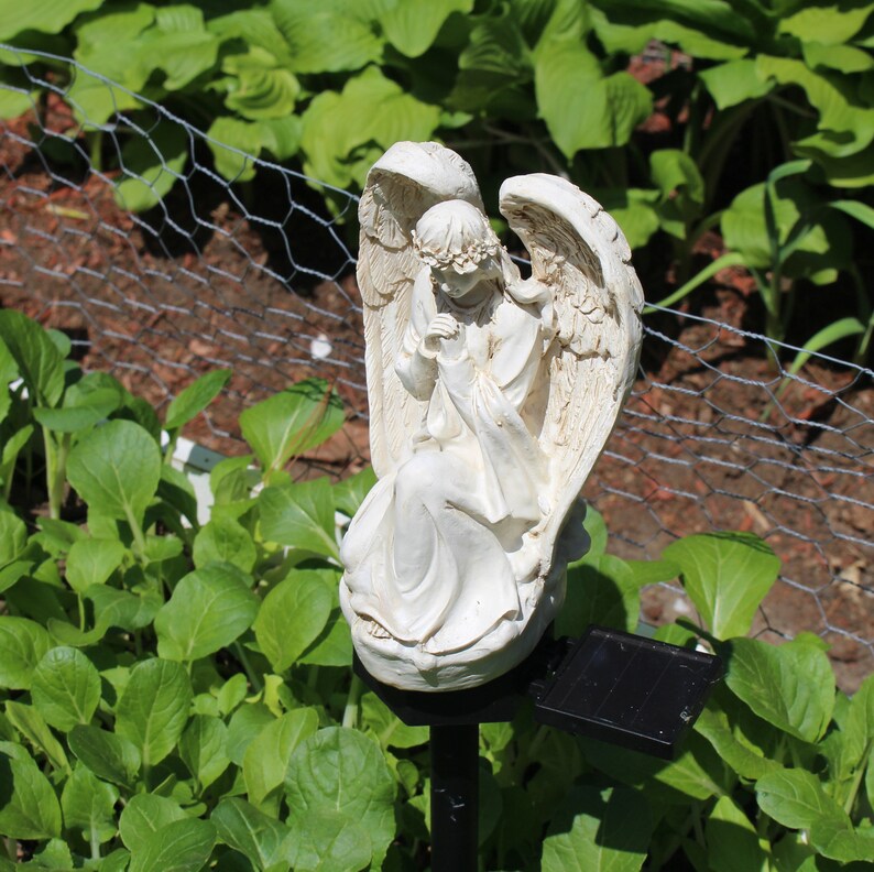 Praying Angel Statue Garden Stake Decoration Solar Waterproof Light ...