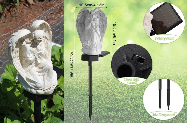 Praying Angel Statue Garden Stake Decoration Solar Waterproof - Etsy
