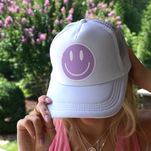 Pastel Retro Smiley Face Trucker Style Baseball Hat Boho Fashion Accessory Unisex