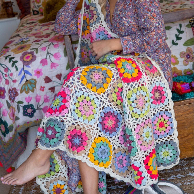 Crochet Blanket,handmade Blanket,crochet Floral Blanket,knitted Flower