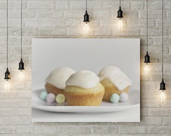 Stretched Canvas Easter Cupcakes Fine Art Photo Print Macro Blur Bokeh Photography Bakery Bake Baking Dessert Food Restaurant Sweet