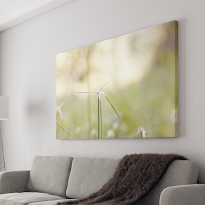 Stretched Canvas Green Grasses Fine Art Photo Print Macro Blur Bokeh Green Yellow Grass Lawn Photography Nature Plants Natural