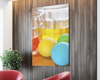 Stretched Canvas Flower Floral Fine Art Photo Easter Eggs Coloring Color Red Green Yellow Macro Blur Bokeh Photography Nature Plants Natural