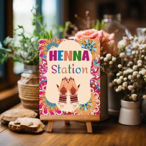 Mehndi Station Sign,Mendhi gift station decor ,Henna Party Decor Printable Mendhi Sign Mehendhi Decor Henna Board Desi Wedding Favors Sign