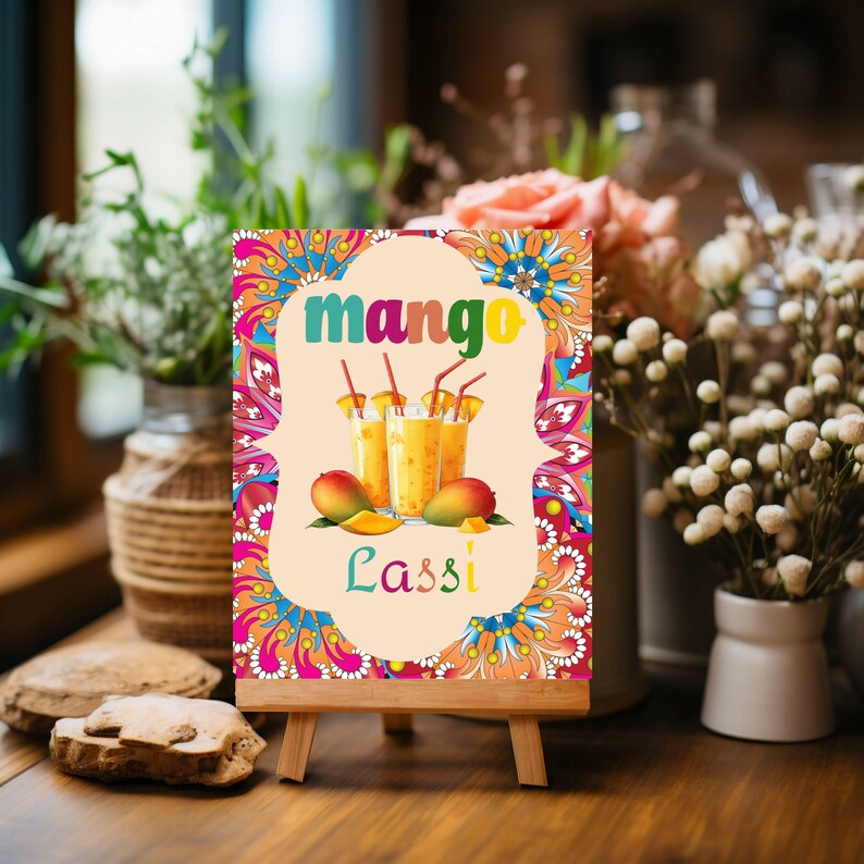 Mango Lassi Table Sign| Indian Wedding Food Beverage Sign||instant ...