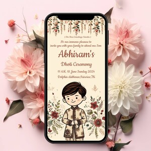 Dhoti Zeremonie Zeichen Indische Zeremonie Zeichen Dhoti Zeremonie Dhoti Funktion Zeichen Südindische Zeichen Dhoti Mobile Faden Zeremonie einladen
