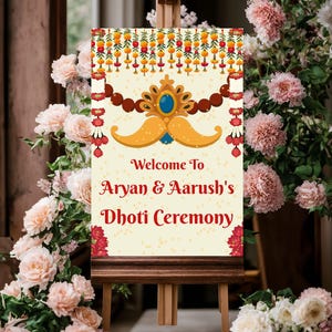 Dhoti ceremony welcome sign for Dhothi function & Panchalu welcome sign for Pancha Kattu, Dhoti decor as Pacha Kattu welcome board decor