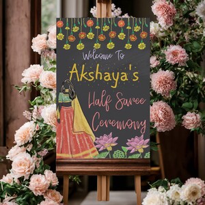 Half Saree Ceremony Welcome sign,Langa Voni sign,Voni function,Welcome board,Saree function,Saree sign ,Digital instant printout