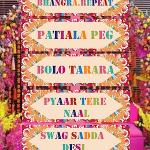 Digital Quirky Mehndi Signs, Desi Wedding Direction Signs, Punjabi Truck Art, Fun Welcome Signage, Indian Shaadi Printable Decor