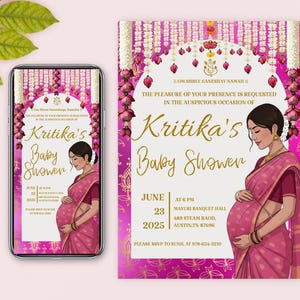 Baby Shower invite sign,Indian baby shower Valaikappu,Godh bharai Invitation instant download Valaikappu Godh Barai or Seemantham Invitation