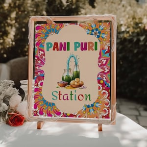 Pani Puri Station Sign|Indian food poster|Pani Puri Shots|Instant Download|Indian Wedding Food sign| Indian Street food|Wedding Food Signage