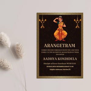 Arangetram Mobile invitation for indian dancer,Rangapravesha invite indian dancer,Mobile welcome sign for instant download,Bharatanatyam