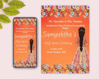 Half Saree Ceremony Welcome Sign: Ritu Kala Samskara Poster (Digital Downloadable File)
