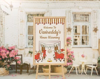 Indian housewarming welcome sign, House Warming Sign sign for instant download, Griha Pravesh Sign, Gruhapravesam Invite, Minimal