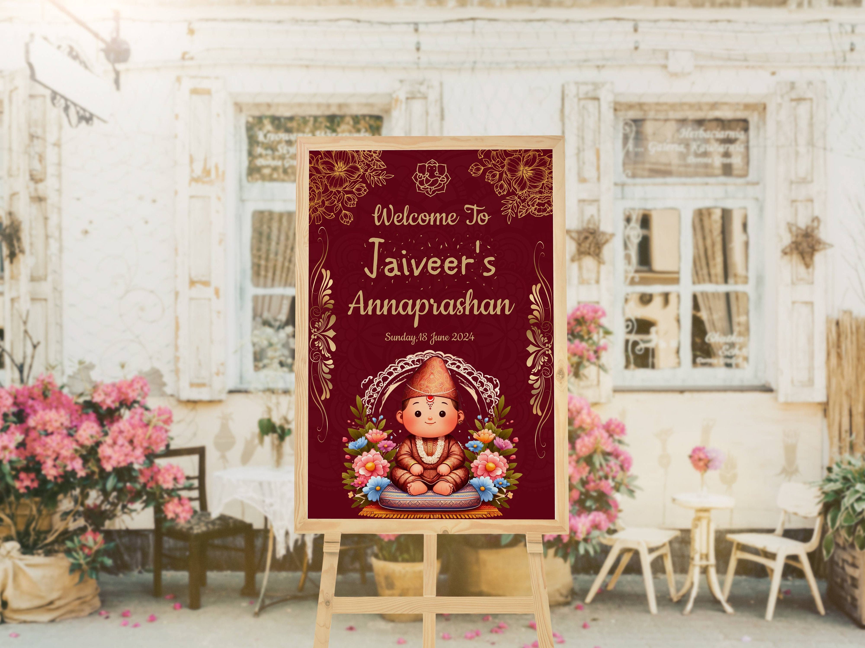 Yellow Rice Ritual Poster Nepali Annaprashan Sign Board: Rice Feeding Ceremony (digital Download ...